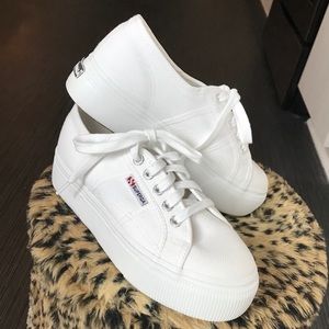 White Superga Platform Sneakers size 6.5, Euro 37
